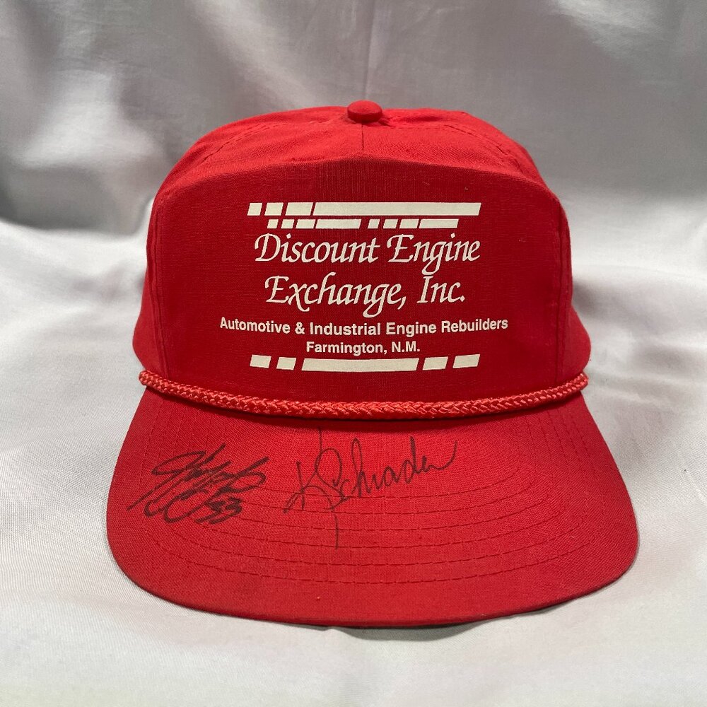 VINTAGE AUTOGRAPHED Ken Schrader & Harry Gant Hat | Red Rope Snapback